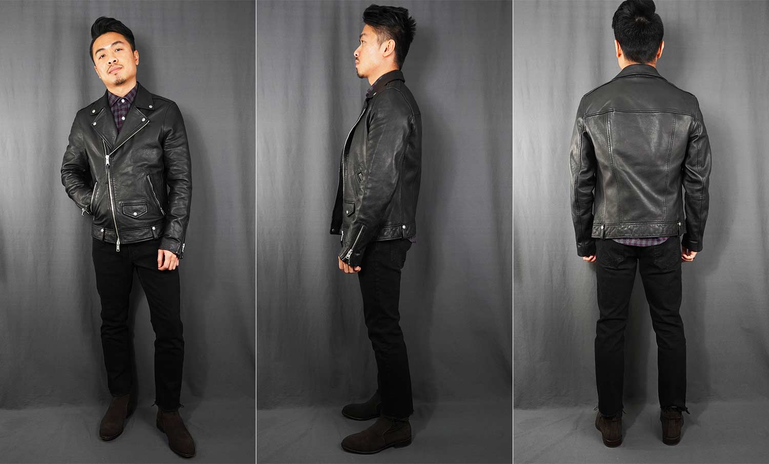 allsaints milo leather biker jacket fit
