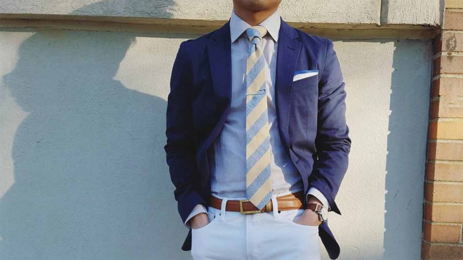yellow outfit accent tie