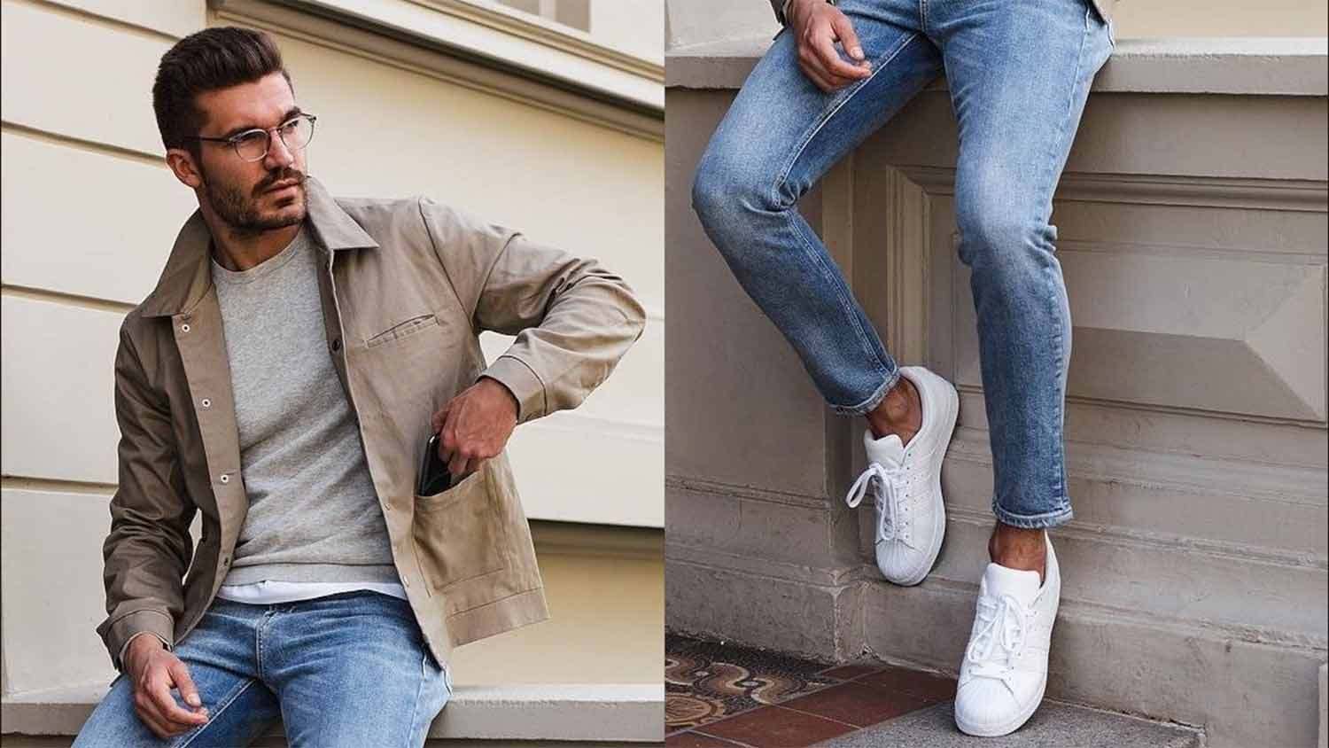 minimalism casual jeans sneakers