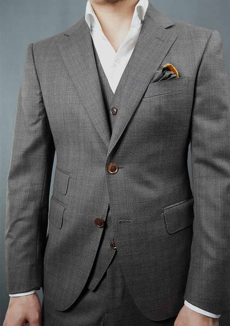 Charcoal Brown Check Suit Fit Detail