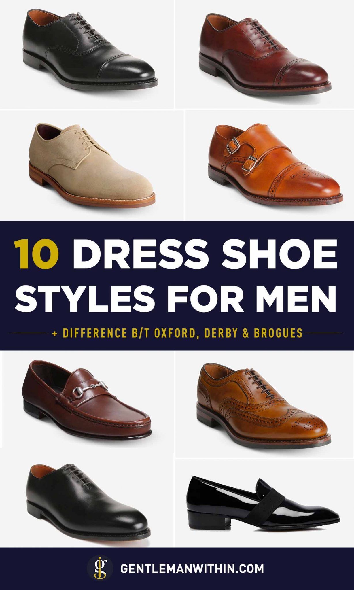 10 Dress Shoe Types (+ Difference Between Oxford, Derby & Brogues)