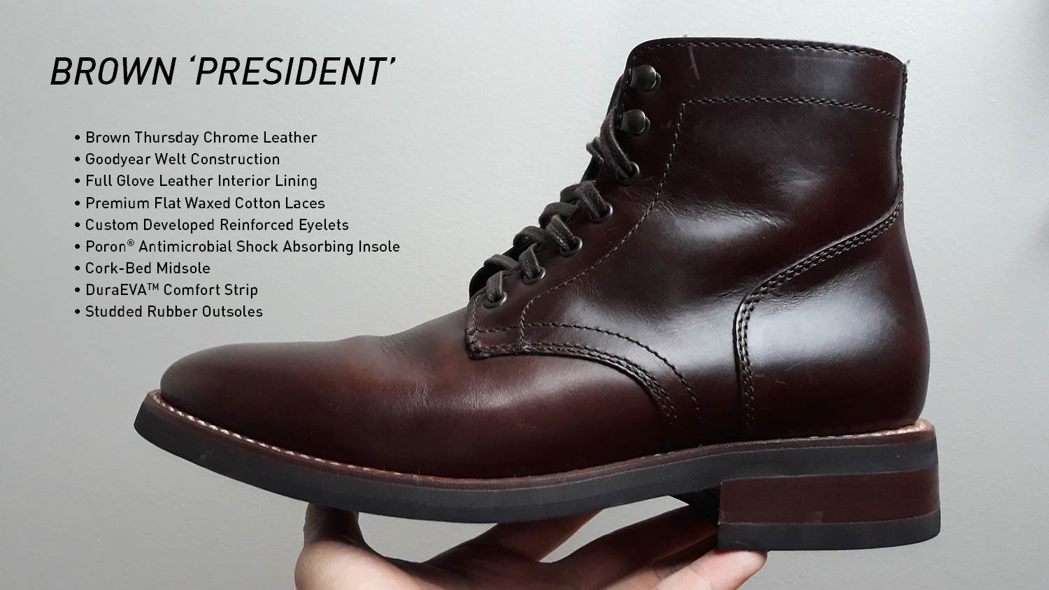 Brown President Plain Toe Boots
