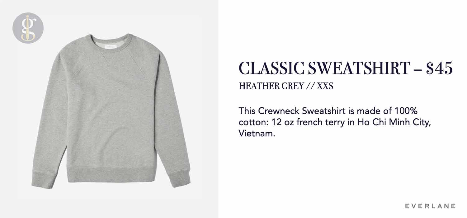 Everlane Grey Sweatshirt Details