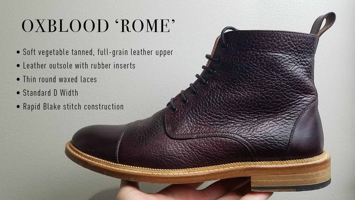 Taft Rome Boot In Oxblood Colorway