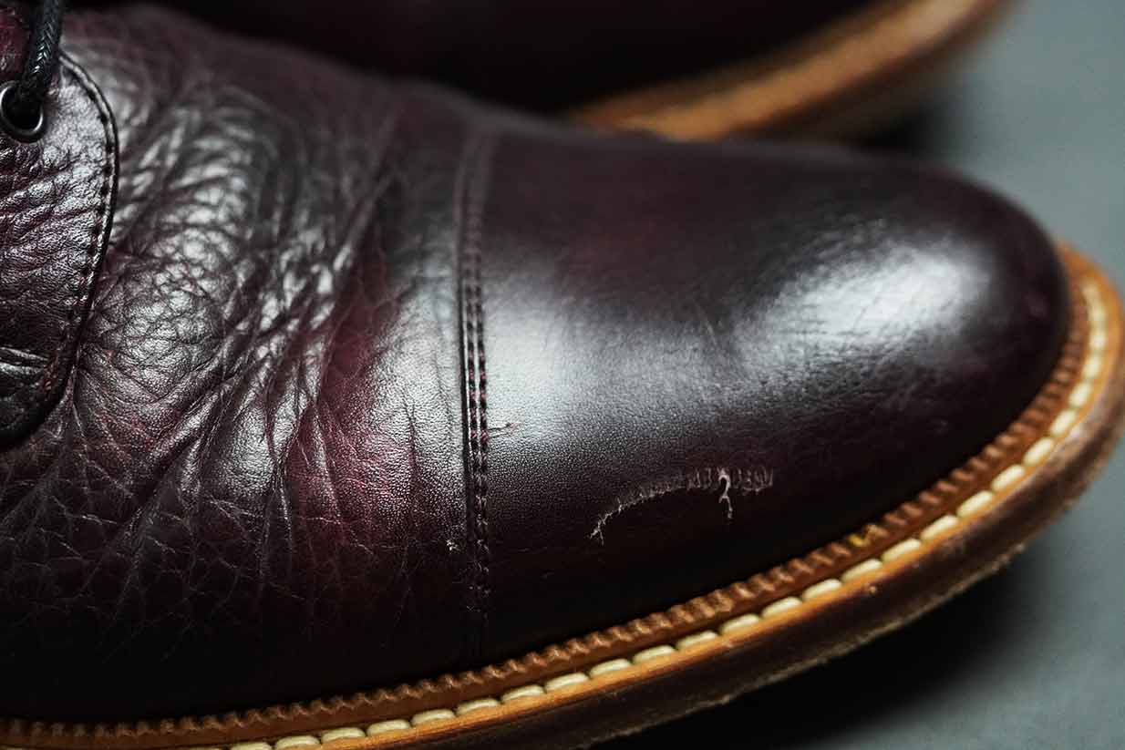 rome boot creasing and gash on leather