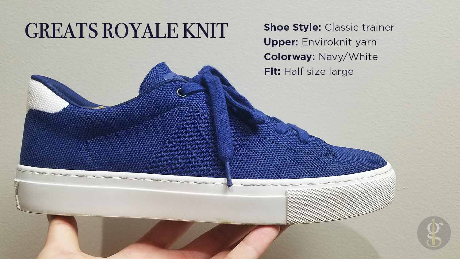 Greats Royale Knit Navy White Sneaker Details