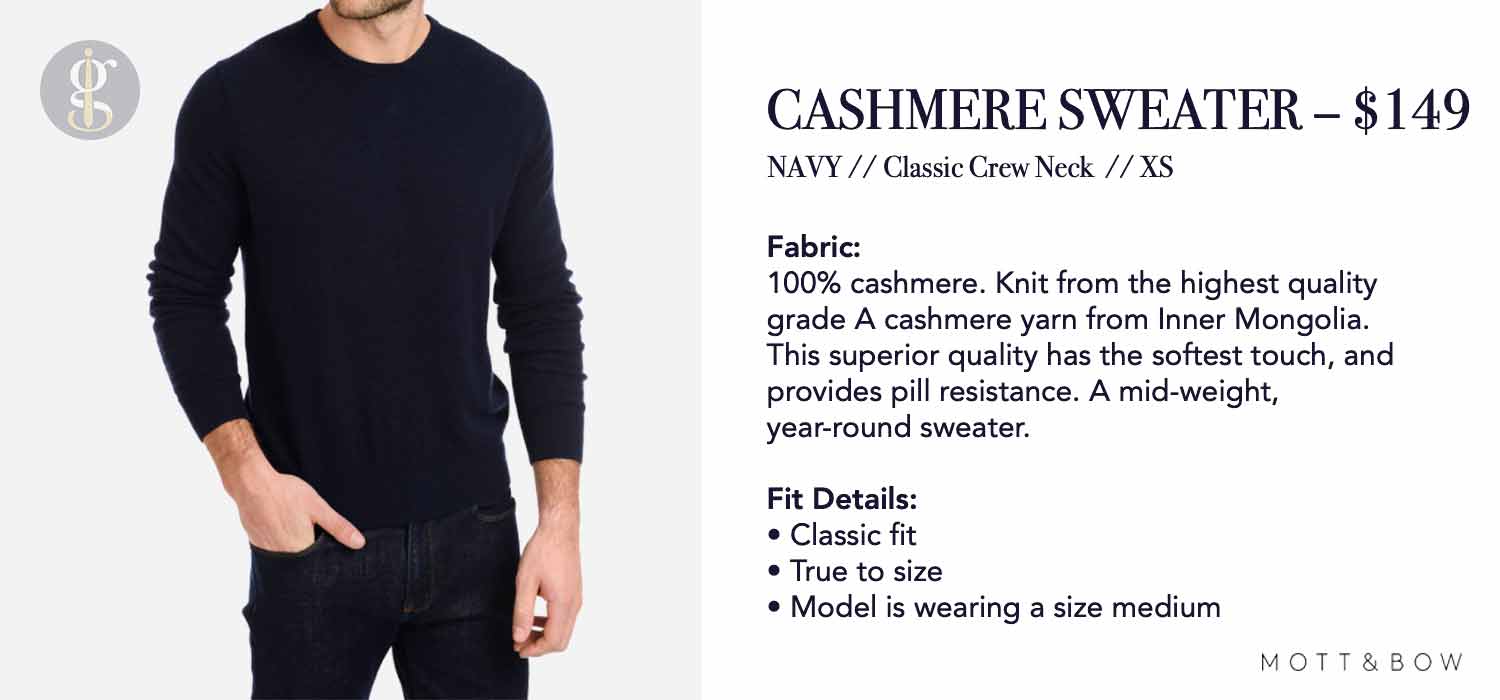 Mott & Bow Cashmere Sweater Details