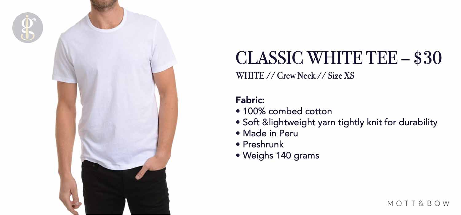 Mott & Bow Classic White T-Shirt Details