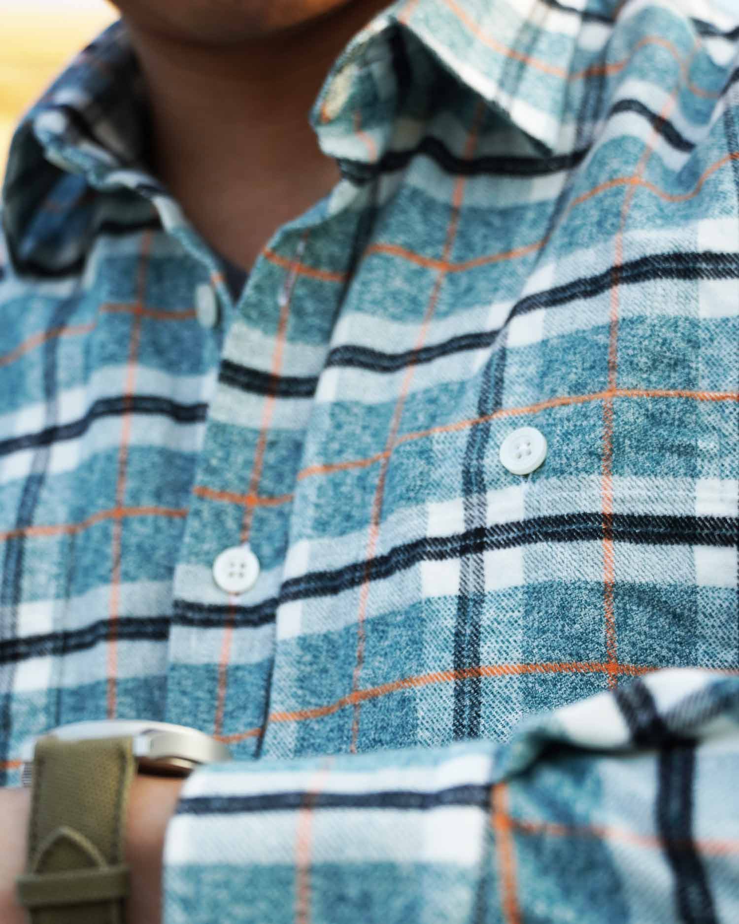 Trailhead Plaid Flannel Shirt Detail Shot