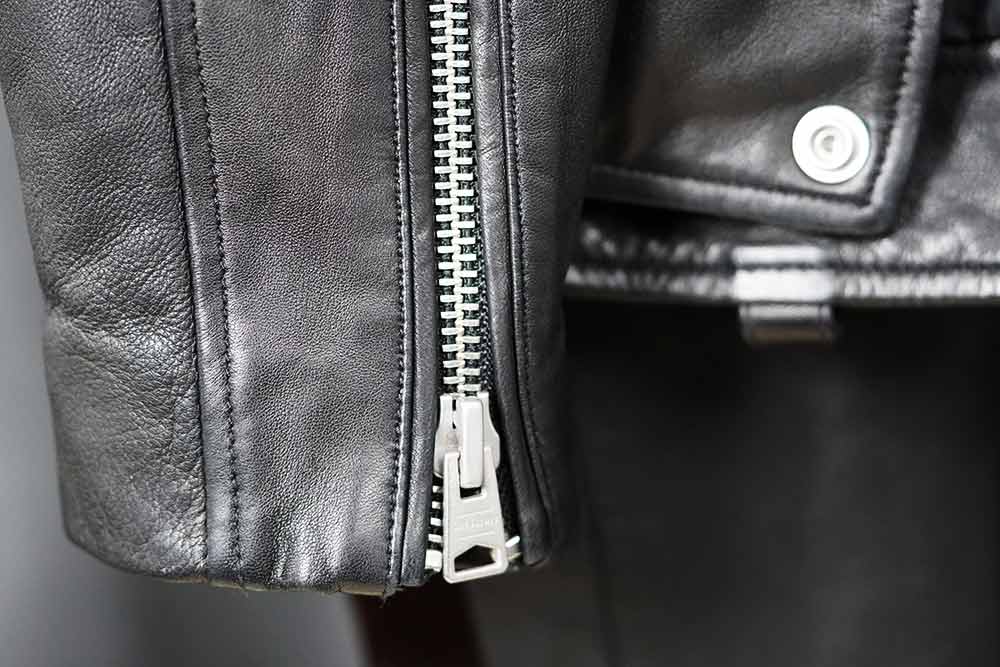 leather jacket sleeve zipper