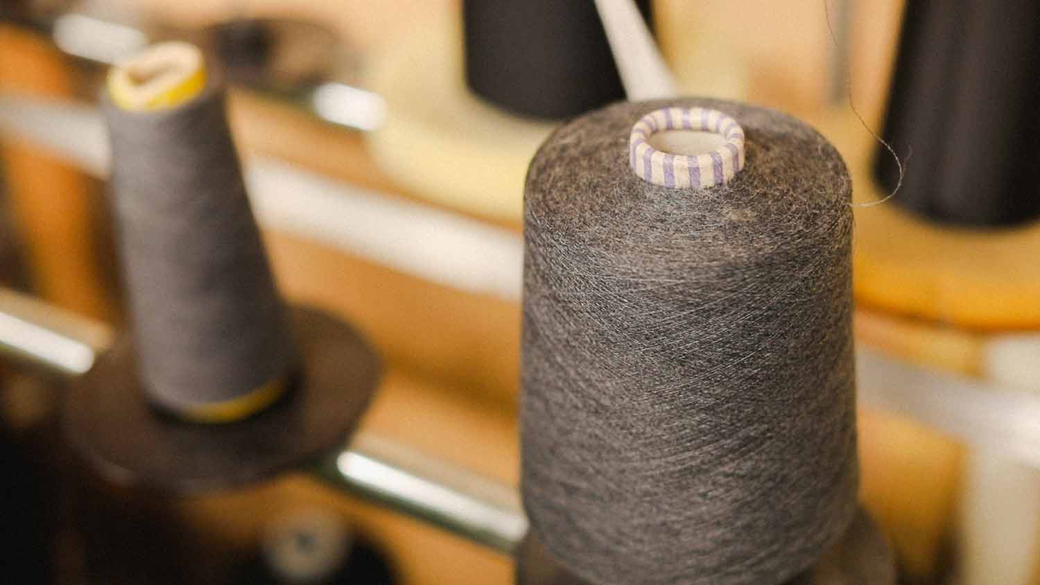 yarn on knitting machine