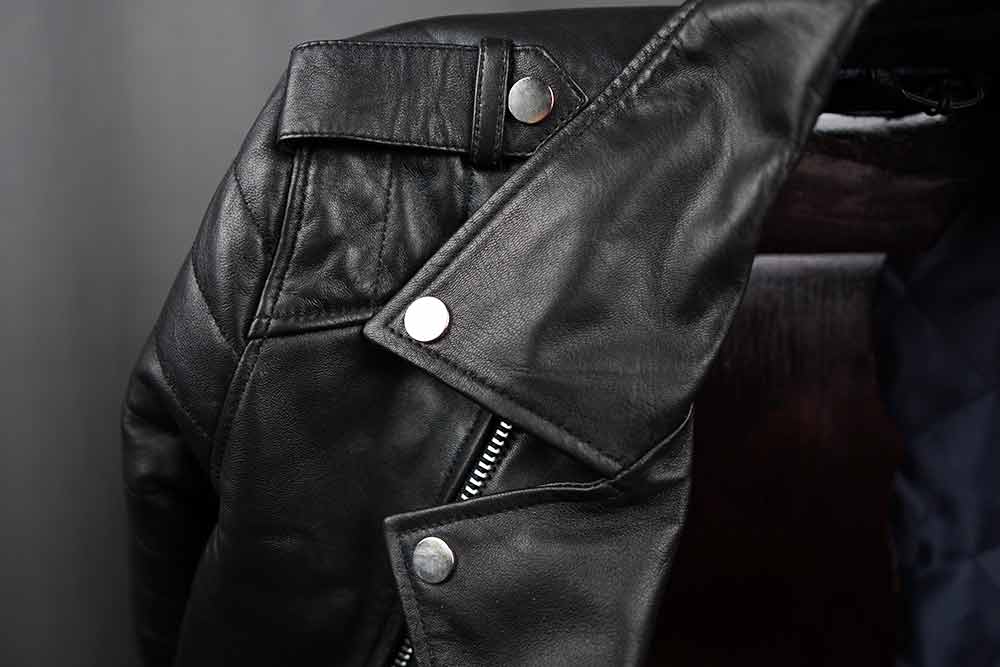 ASOS Barneys Originals Quilted Leather Jacket Notch Lapel Collar