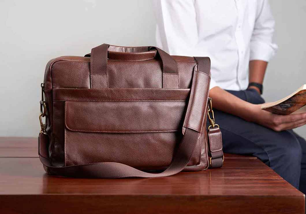 daniels brown leather briefcase