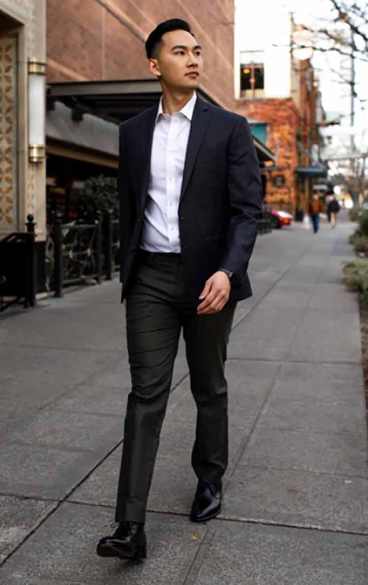 chukkas in black with suit most formal