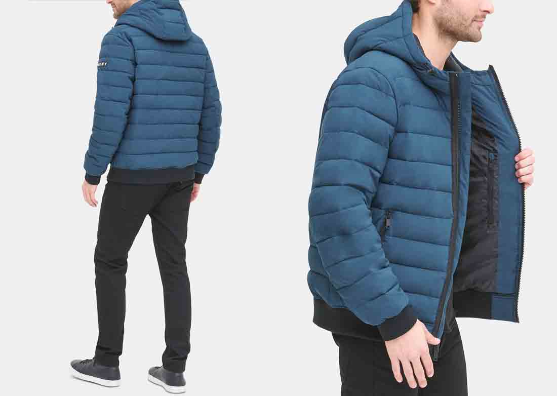 20 dkny quilted hooded bomber jacket 2up