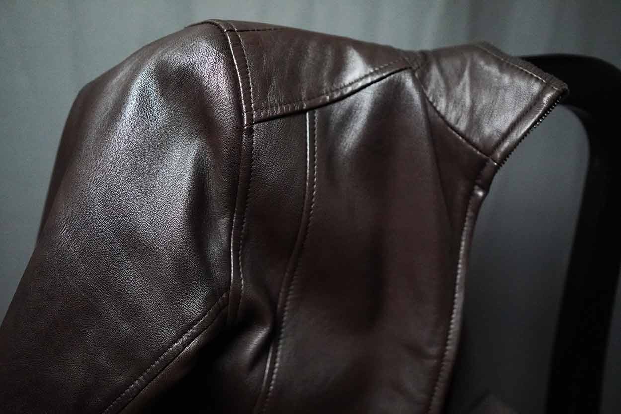 lambskin leather jacket shoulder detail