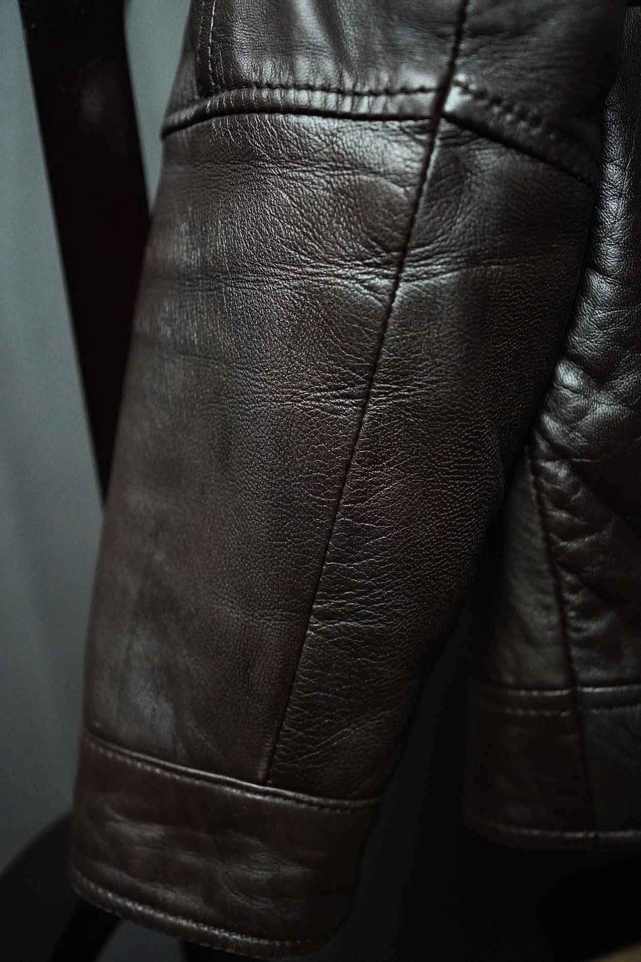 lambskin leather jacket sleeve detail