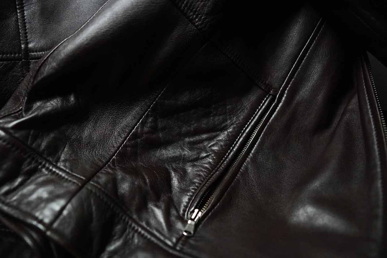 lambskin leather jacket worn in details