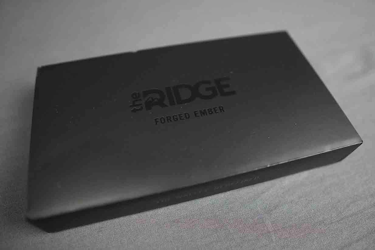 the ridge forged ember wallet packaging