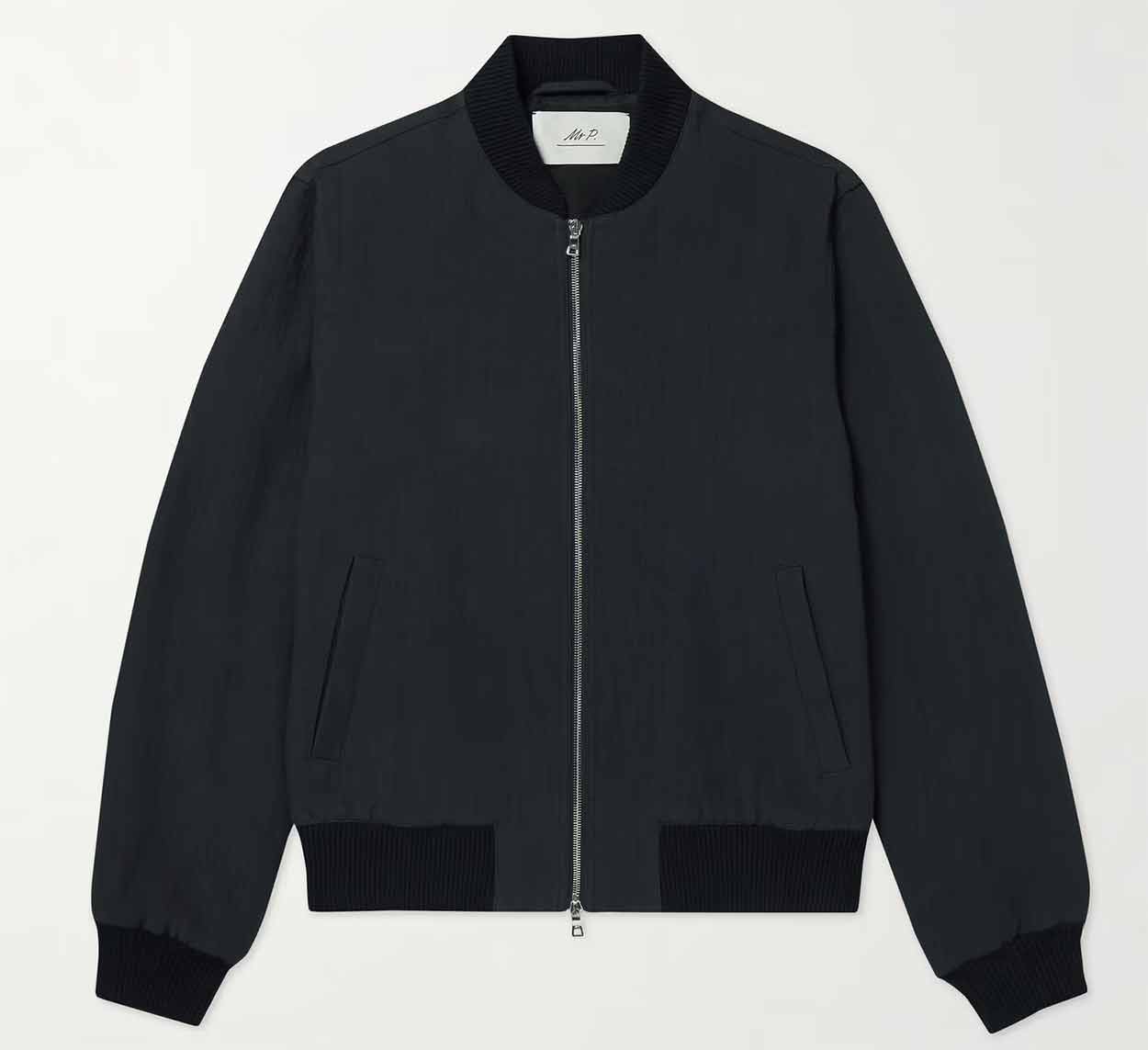 MR P. Textured Cotton & Linen Bomber Jacket