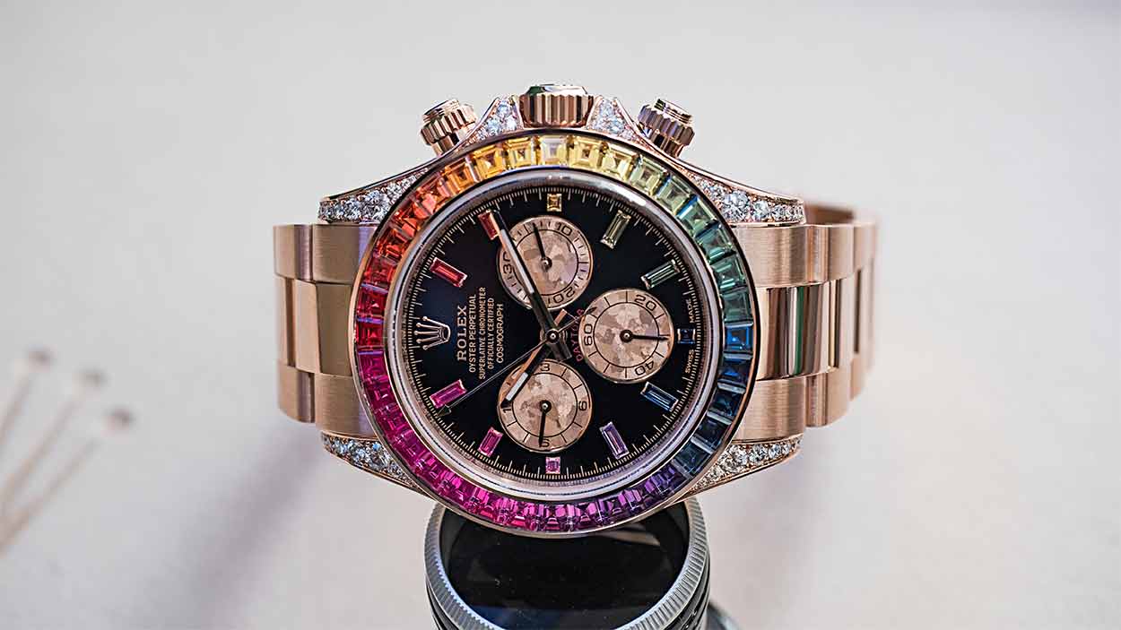 rolex rainbow daytona loud luxury men fashion