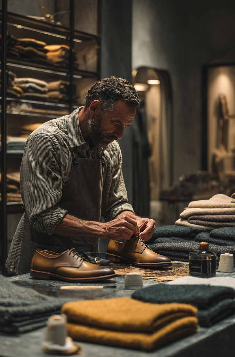 stealth wealth man polishing dress shoes stealth wealth man polishing dress shoes